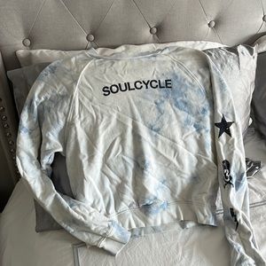 Blue and white tie dye soul cycle sweatshirt